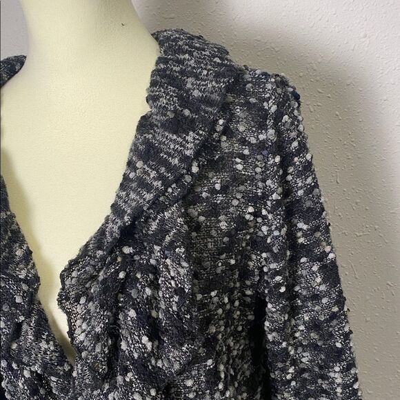 Conrad C Collection Wool Blend Chunky Knit Ruffle Collar Cardigan Women's Size M - Picture 4 of 14